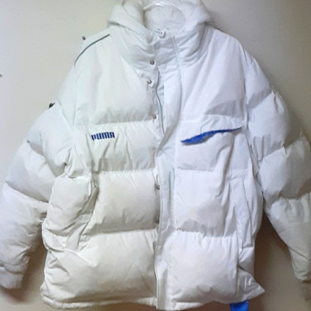 Mens white puma ader down jacket